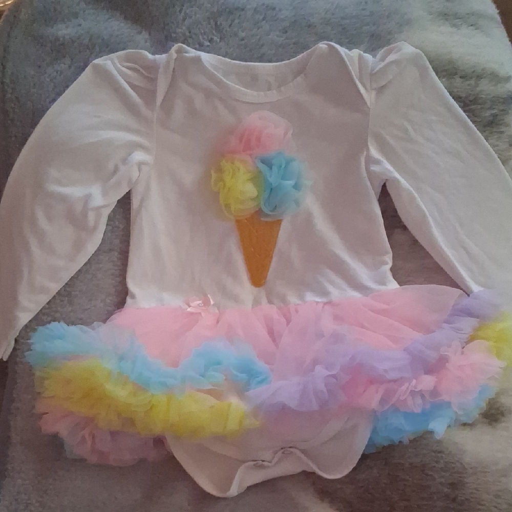 Ice Cream Cone Baby Onesie with Tutu